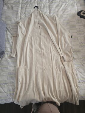 Terra & Sky Beige Ribbed Open-Front Cardigan